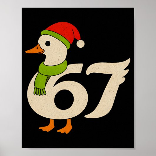 面白い 67 ガチョウ クリスマス 6 7 ミーム ダック サンタ帽子 F ポスター (正面)