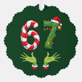 面白い「67」クリスマスオーナメント オーナメントカード (裏面)