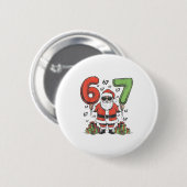 面白い 67 サンタ 67 クリスマス 67 メーム ブル男 缶バッジ (正面&裏面)