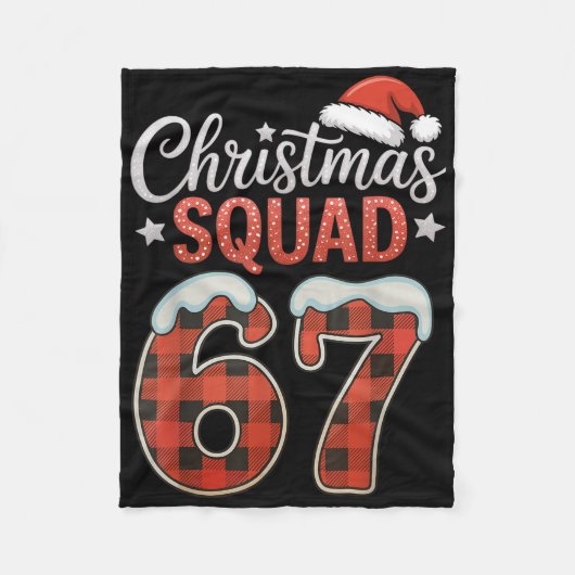 面白い 67 シックス セブン ミーム ブレインロット 67 クリスマス スクワッド フリースブランケット (正面)