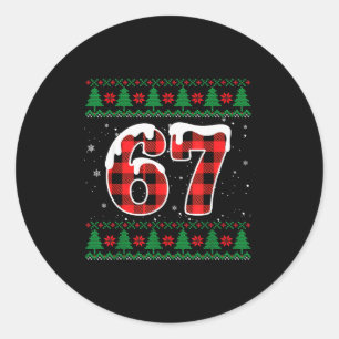 面白い 67 シックス セブン ミーム 脳ロット クリーンジ クリスマス ラウンドシール