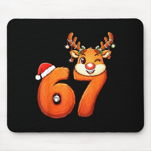 面白い 67 トナカイ クリスマス Six Seven Meme 6 7 Tシャツ マウスパッド (正面)