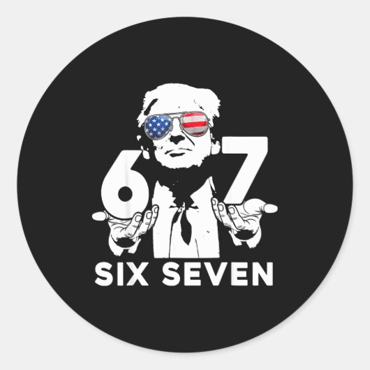 面白い 67 トランプ メーム ラウンドシール (正面)