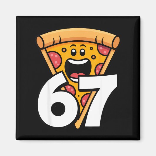 面白い 67 ミーム 六 七 ユーモア 食べ物 Zza マグネット (正面)