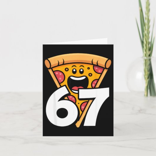 面白い 67 ミーム 六 七 幽默 食べ物 Zza カード (正面)