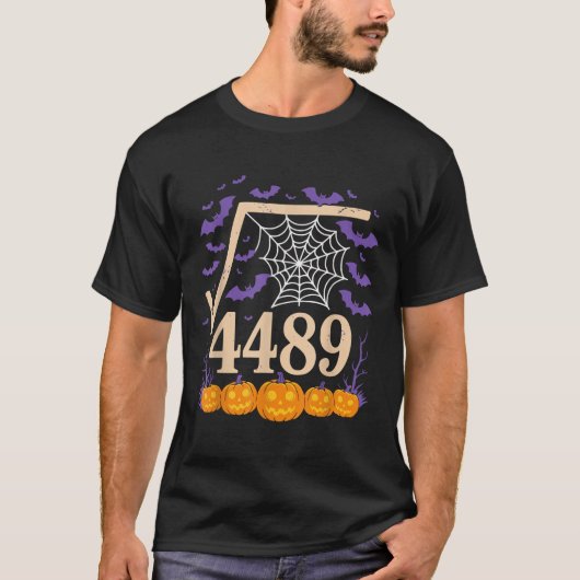 面白い 67 ミーム 数学教師 6 7 平方根 4489 Tシャツ (正面)