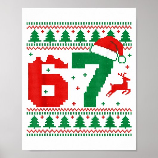 面白い 67 ミーム 6 7 アグリーセーター クリスマス キッズ メンズ  ポスター (正面)
