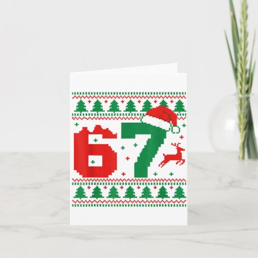 面白い 67 メメ 6 7 アグリーセーター クリスマス キッズ メンズ  カード (正面)
