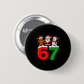 面白い 67 メーム クリスマス シックス セブン サンタ 雪だるま クリスマス 缶バッジ (正面&裏面)