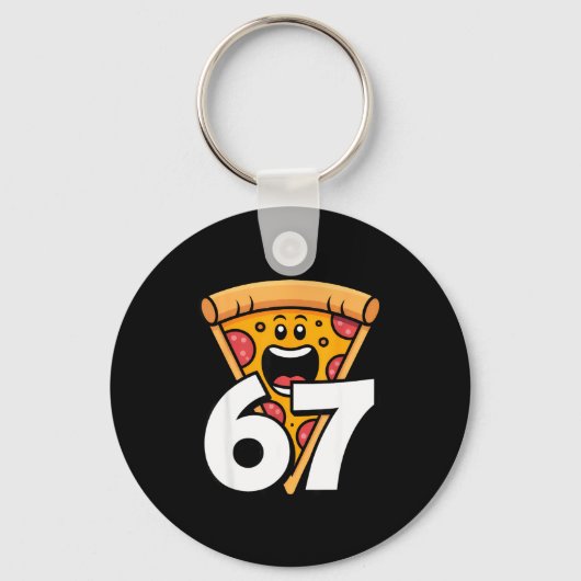 面白い 67 メーム 六 七 ユーモア フード Zza キーホルダー (正面)