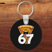 面白い 67 メーム 六 七 ユーモア フード Zza キーホルダー (正面)