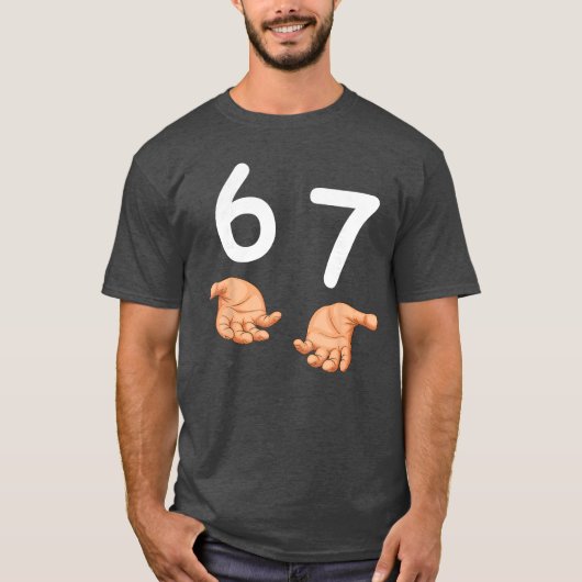 面白い 67 手 6 と 7 世代 A のミーム Tシャツ (正面)