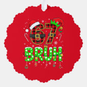 面白い「67 BRUH」クリスマスオーナメント オーナメントカード (裏面)