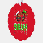 面白い「67 BRUH」クリスマスオーナメント オーナメントカード (左)