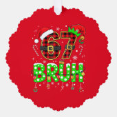 面白い「67 BRUH」クリスマスオーナメント オーナメントカード (正面)