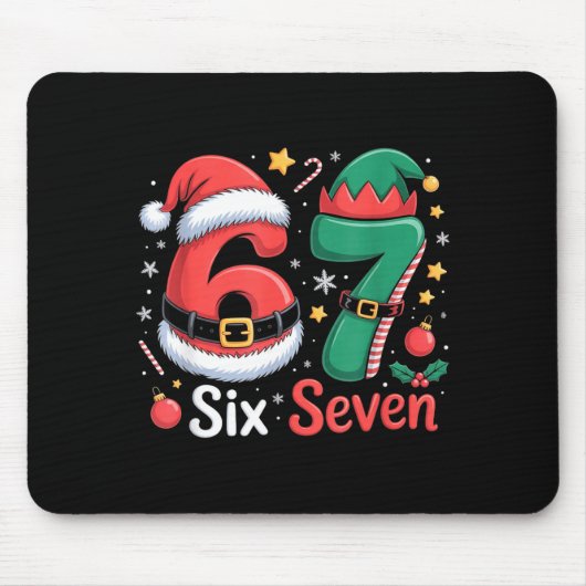 面白い 6 7 ミーム 妖精 サンタ クリスマス 六 七 少年 マウスパッド (正面)