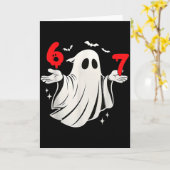 面白い 6 7 六 七 ミーム ハロウィン ユーモア 幽霊 コス カード (黄色い花)