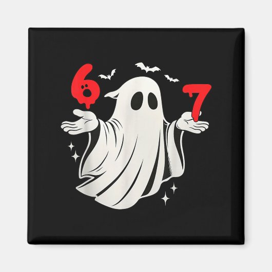 面白い 6 7 六 七 ミーム ハロウィン ユーモア 幽霊 コス マグネット (正面)