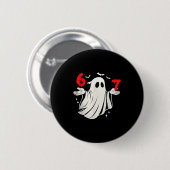 面白い 6 7 六 七 ミーム ハロウィン ユーモア 幽霊 コス 缶バッジ (正面&裏面)