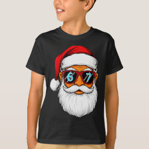 面白い 6 7 六 七 メメ Santa 顔 クリスマス メンズ Tシャツ