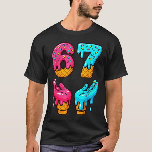 面白い 6 7 67 シックス セブン ミーム Tシャツ (正面)