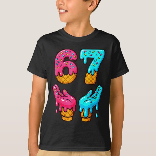 面白い 6 7 67 シックス セブン ミーム Tシャツ (正面)