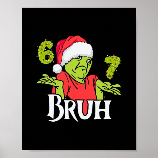 面白い 6 7 Bruh メリークリスマス サンタ 67 ミーム メンズ W ポスター (正面)