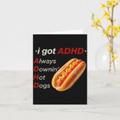 面白い ADHD でホットドッグ大好き メンズ ミーム カード (黄色い花)