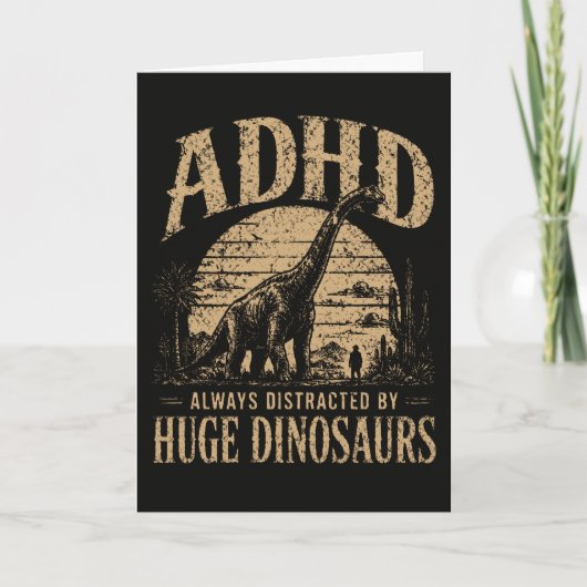 面白い ADHD 巨大な恐竜にいつも気を取られる カード (正面)