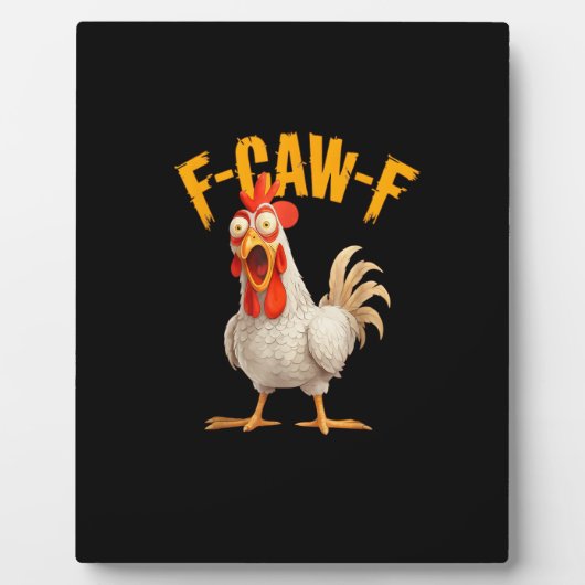 面白い F-Awk-F ニワトリ F-Caw-F おんどり だじゃれ レトロ Vi フォトプラーク (正面)