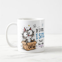 面白い「If I Fits, I Sits」かわいい猫の箱コーヒーマグ