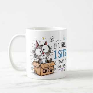 面白い「If I Fits, I Sits」かわいい猫の箱コーヒーマグ コーヒーマグカップ