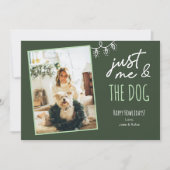 面白い Just Me & The Dog Howlidays 写真 グリーン シーズンカード (正面)