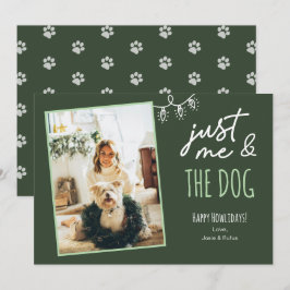 面白い Just Me & The Dog Howlidays 写真 グリーン シーズンカード