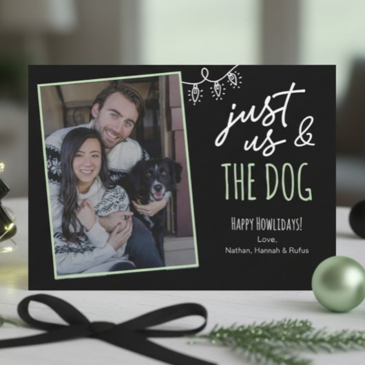 面白い Just Us & The Dog Howlidays 写真 ブラック シーズンカード