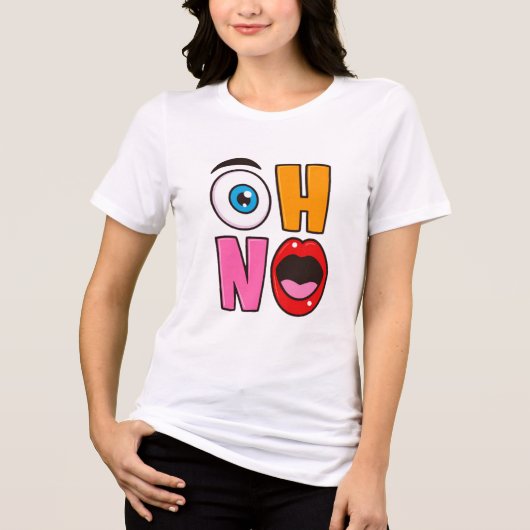 面白い「Oh No」漫画 トライブレンドTシャツ (正面)