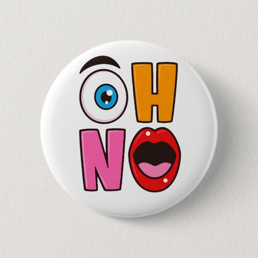 面白い「Oh No」漫画 缶バッジ (正面)