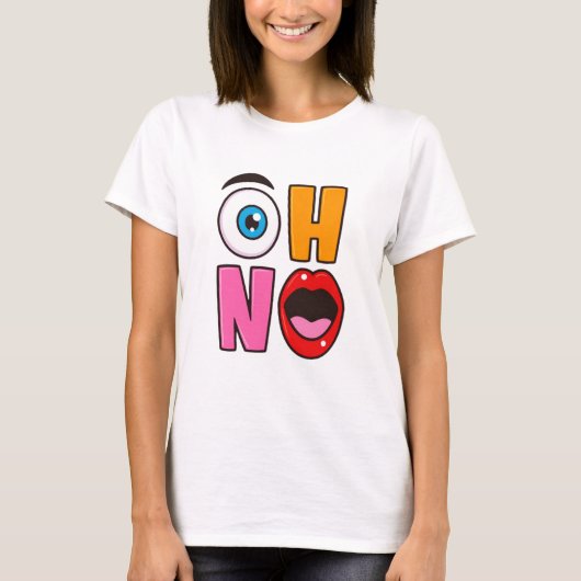 面白い「Oh No」漫画 Tシャツ (正面)