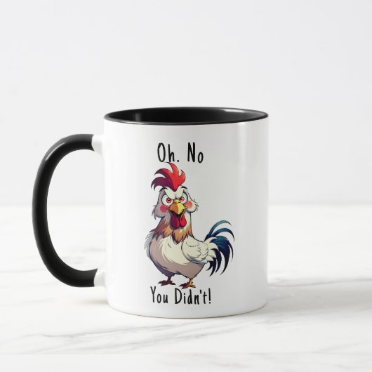 面白い"Oh No You Don't" メモ帳マグカップ、怒った雄鶏 マグカップ (左)