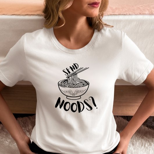 面白い「Send Noods」麺類ボウル Tシャツ