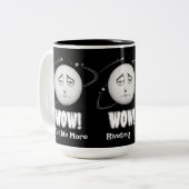 面白い"Wow"月顔コーヒーマグ ツートーンマグカップ (正面左)