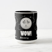 面白い"Wow"月顔コーヒーマグ ツートーンマグカップ (中央)