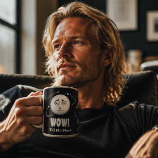 面白い"Wow"月顔コーヒーマグ ツートーンマグカップ