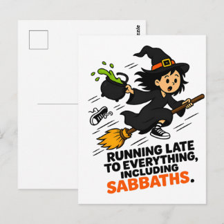 面白いADHDの魔女が遅刻するハロウィン ポストカード