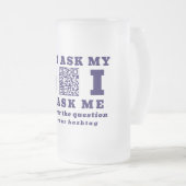 面白いAIテクノロジー専門家のパーソナライズされたQRコード 青 フロストグラスビールジョッキ (正面右)