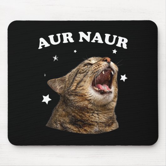 面白いAur+Naur猫スタイル、なんてことだ驚いた猫のミーム マウスパッド (正面)