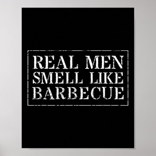 面白いBBQグリルギフトTシャツ 本当の男は似 ポスター (正面)