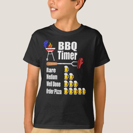面白いBBQタイマー - バーベキューグリルギフティングギフト Tシャツ (正面)