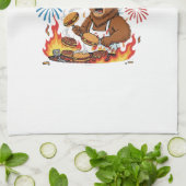 面白いBBQベアのグリルは今、後でパニックを起こす花火 キッチンタオル (折り畳み)