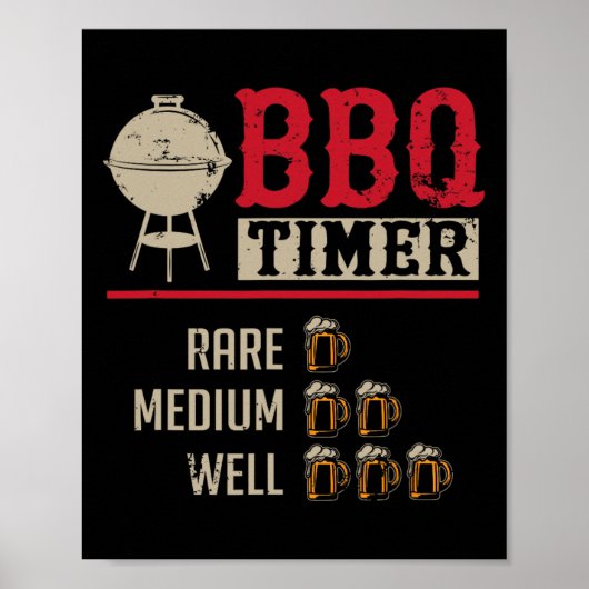 面白いBBQ肉料理タイマービールグリルシェフRbecu ポスター (正面)